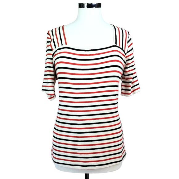 LANE BRYANT PLUS Striped Short Sleeve Square Neck Top T-SHIRT STYLE SZ14/16 - Picture 5 of 7